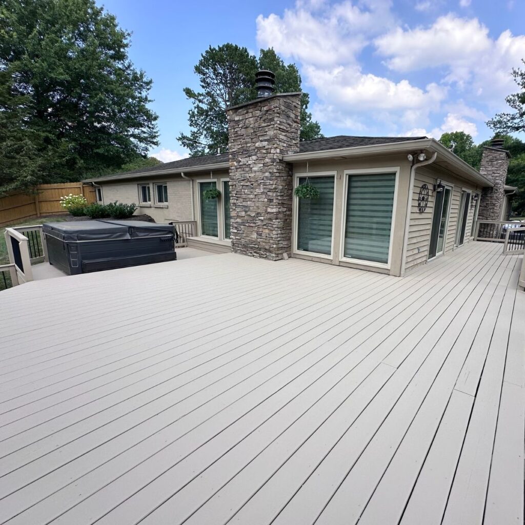 deck with a fresh coating on a sunny day