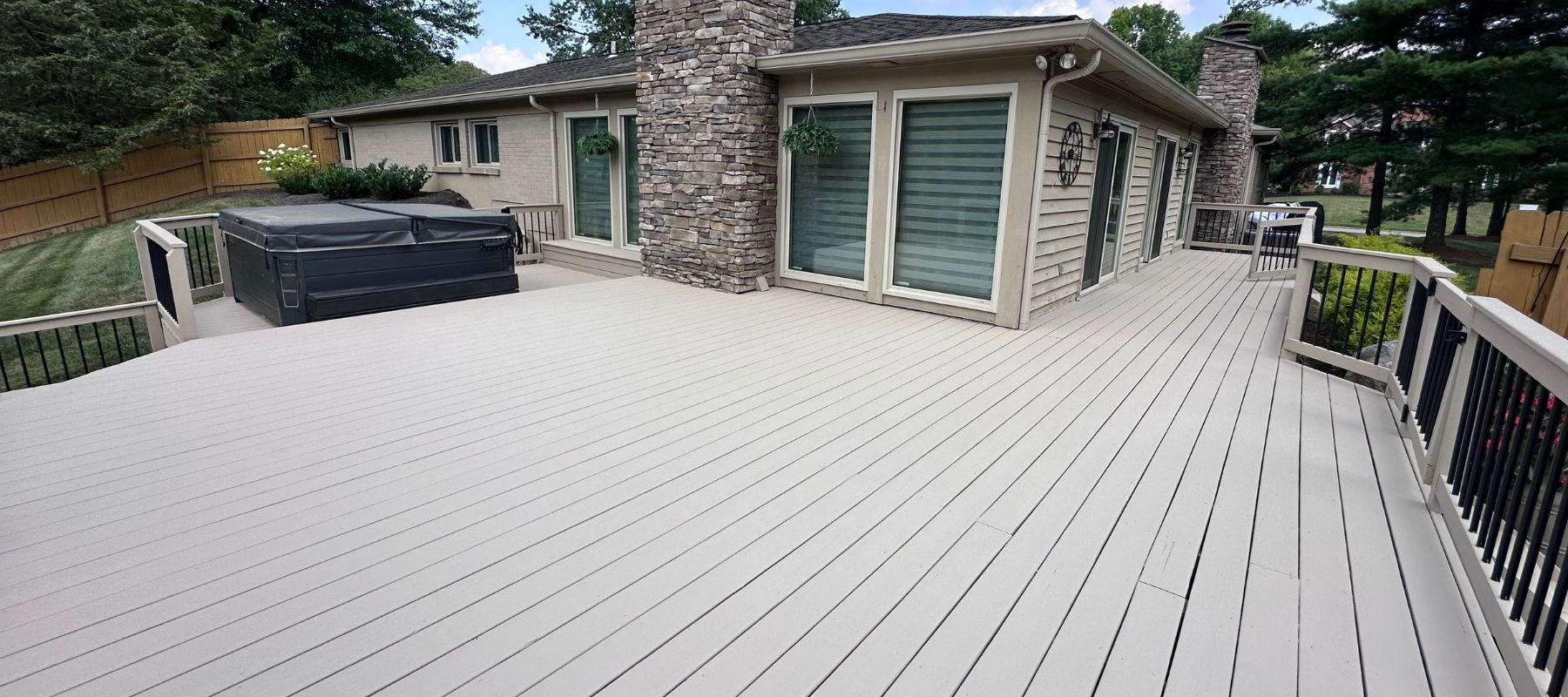 wide angle view of deck with fresh coating
