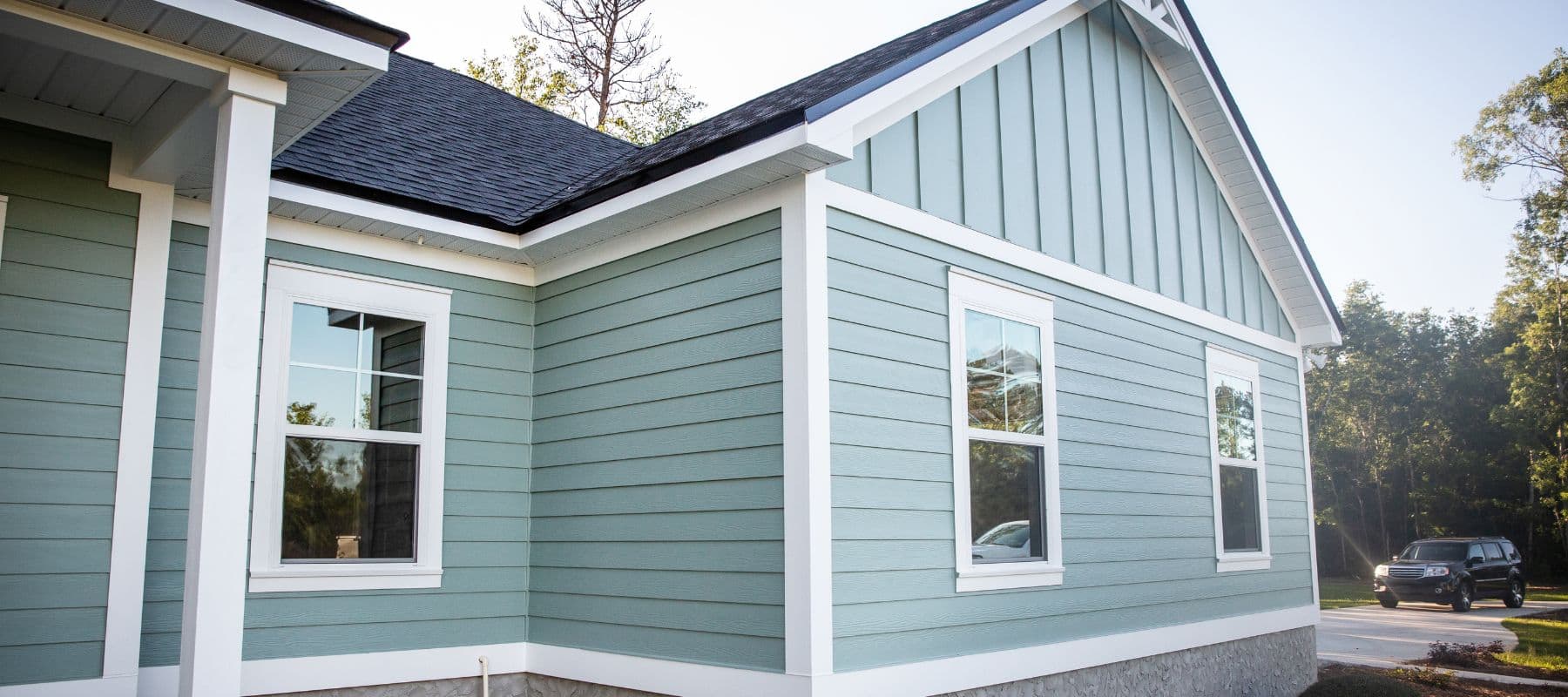 fresh aqua paint on wood siding