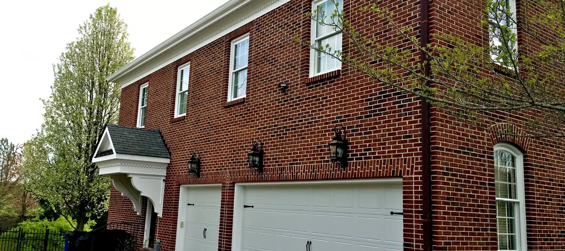 close up of red brick house