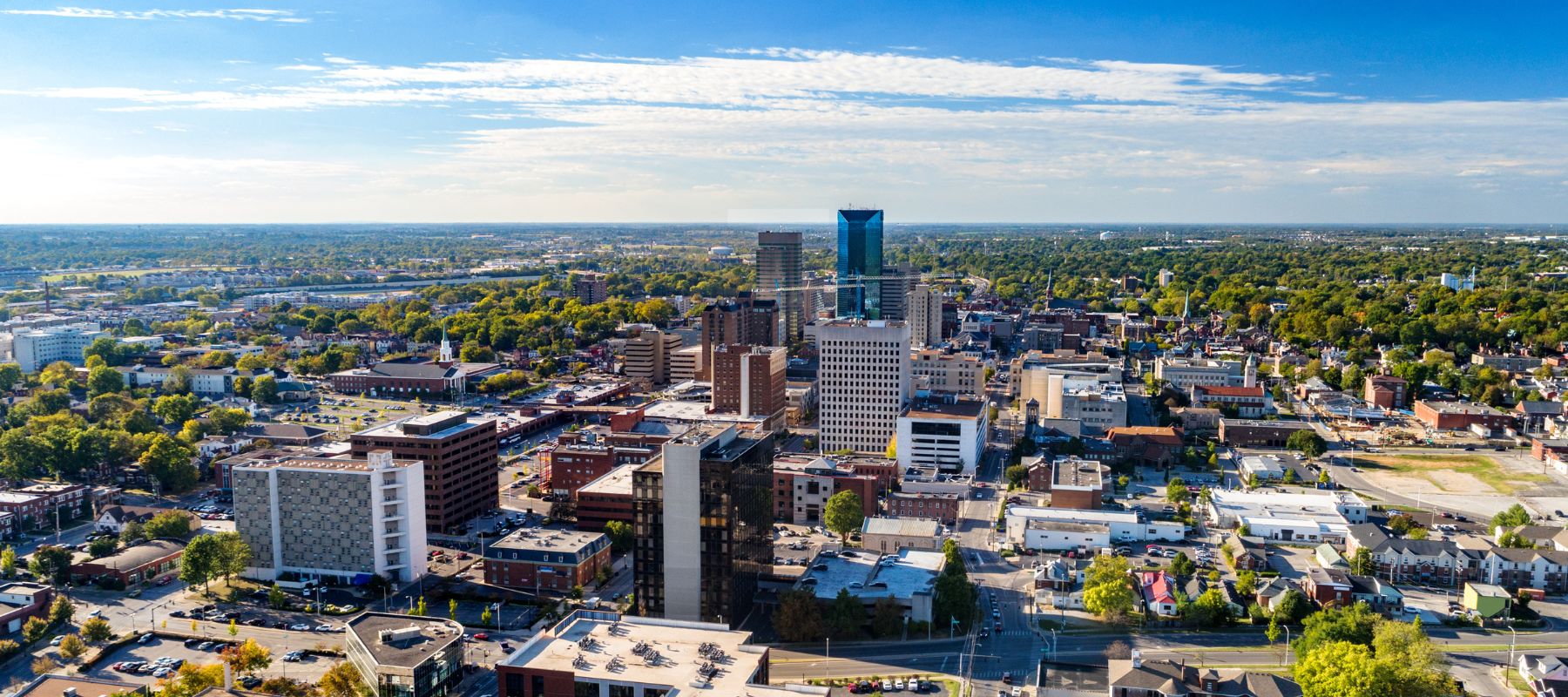 sky view of lexington kentucky downtown